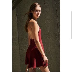 FREE PEOPLE NWT Seashell Sweater Romper SIZE XS red burgundy high neck open back